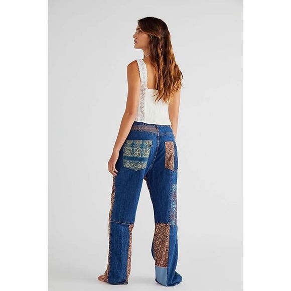 New Dr. Collectors x Free People Patched Jeans Size Small - Picture 2 of 6